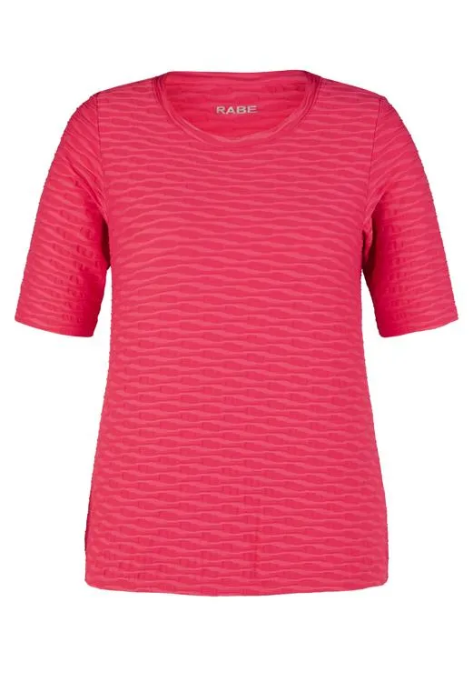 114301 Magenta Textured Round Neck T-Shirt Rabe