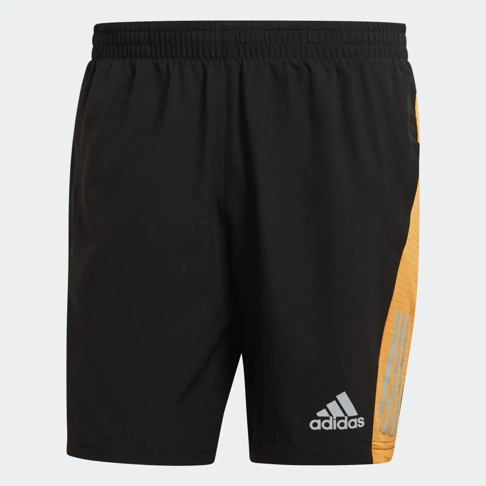 adidas Running Shorts for Men: Black Orange Reflective Pockets - Fitness