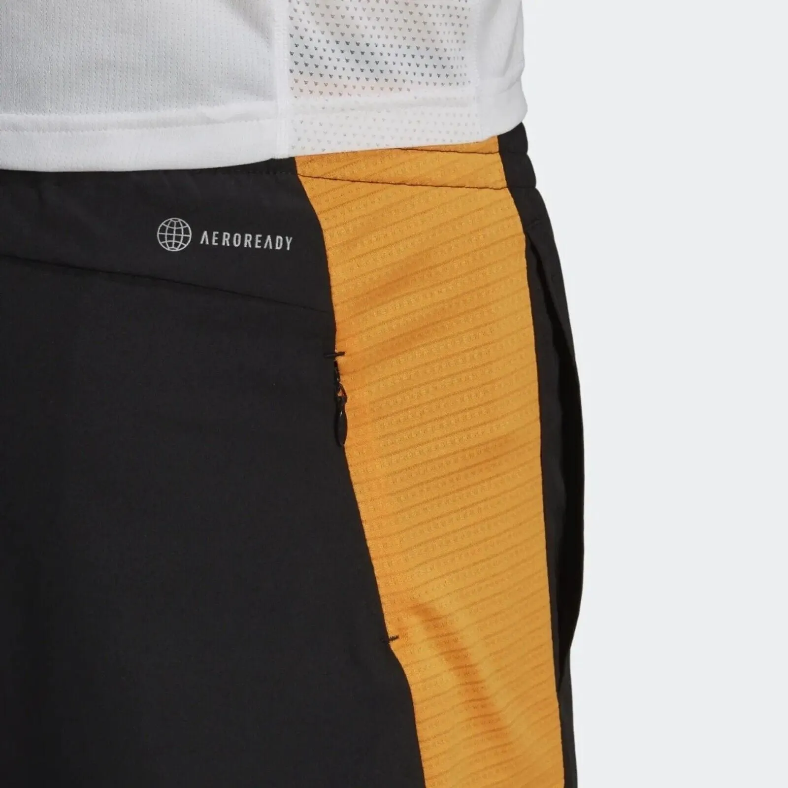 adidas Running Shorts for Men: Black Orange Reflective Pockets - Fitness