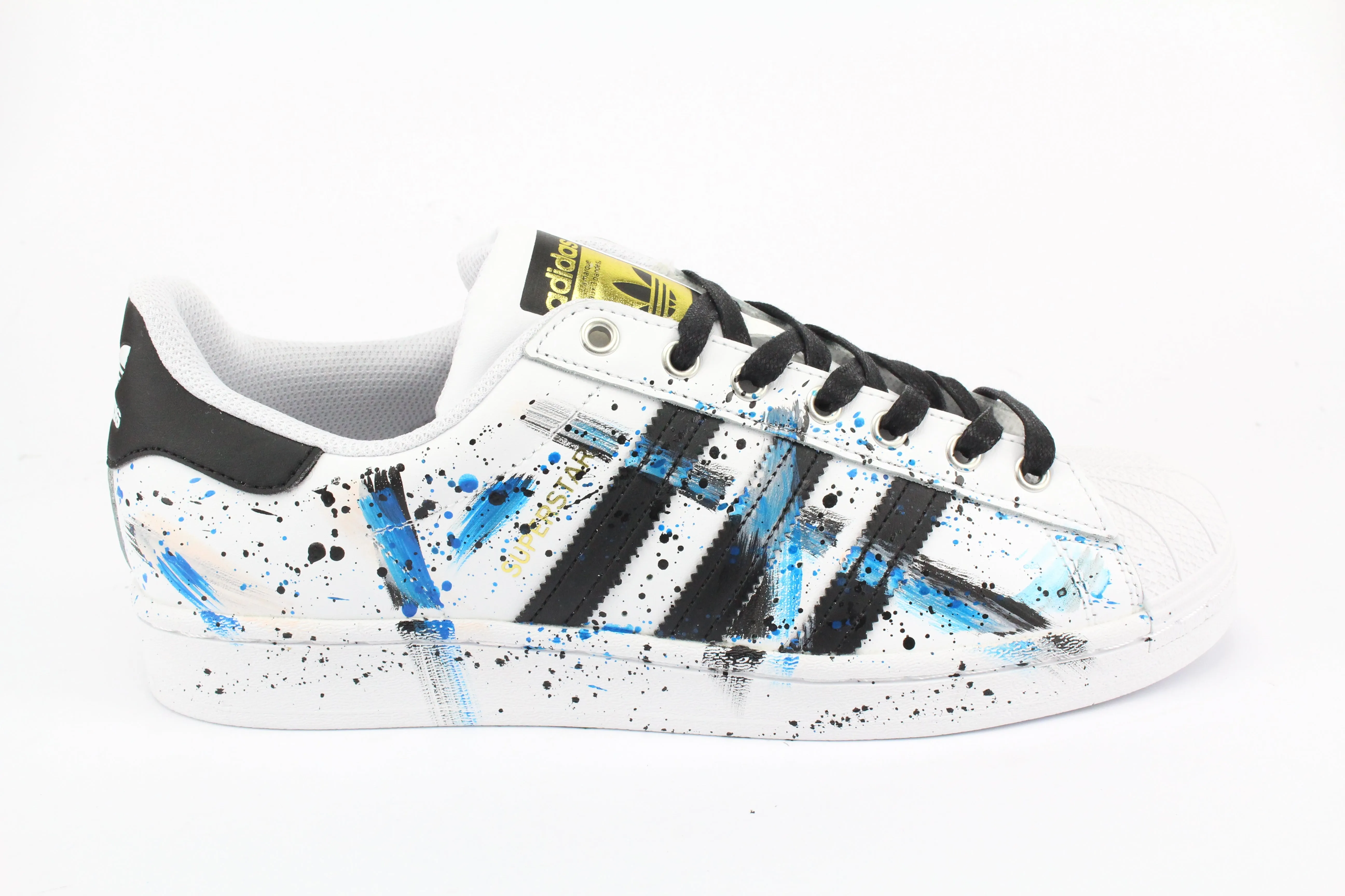 Adidas Superstar Black/Blue Patent