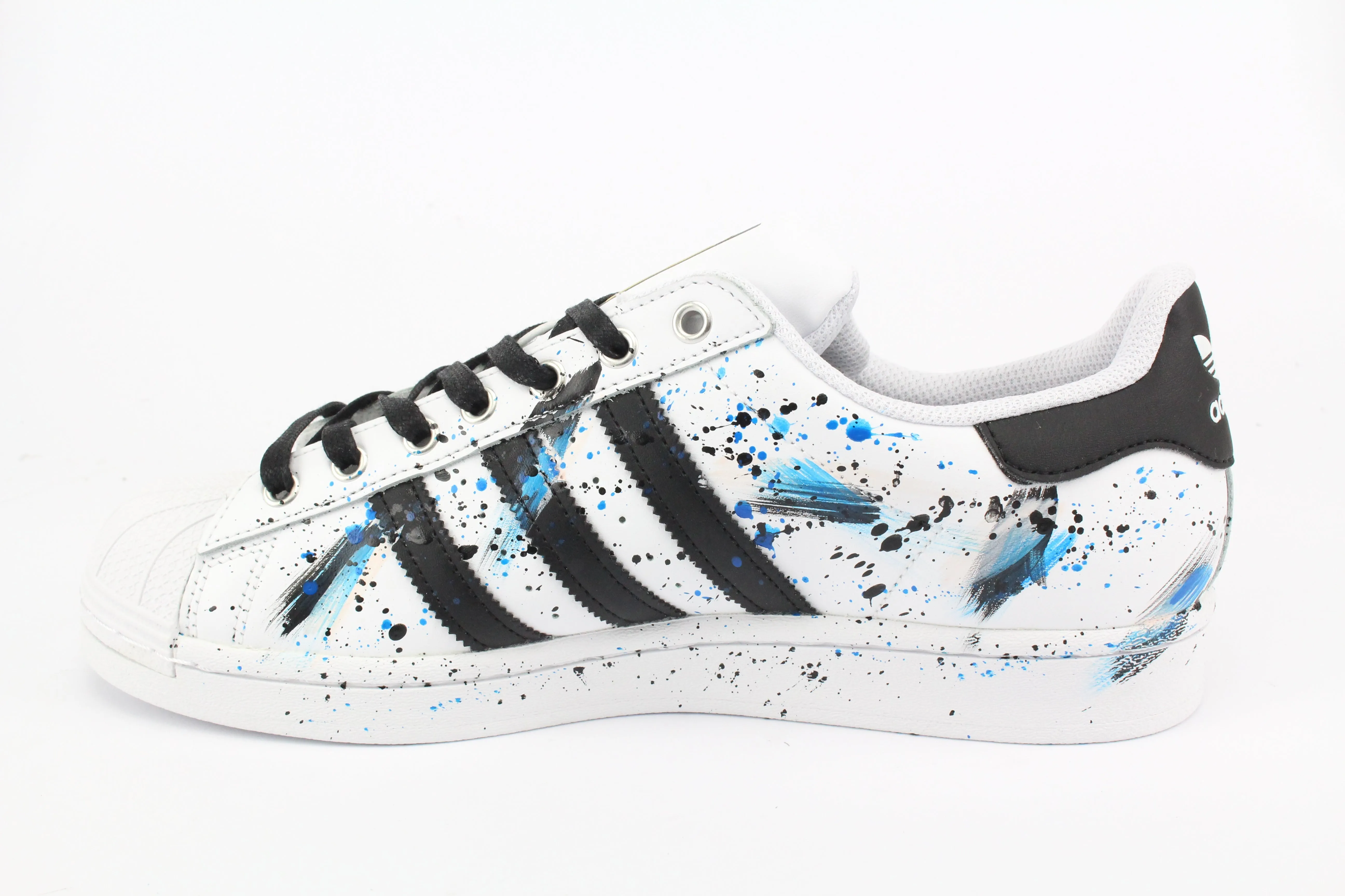 Adidas Superstar Black/Blue Patent