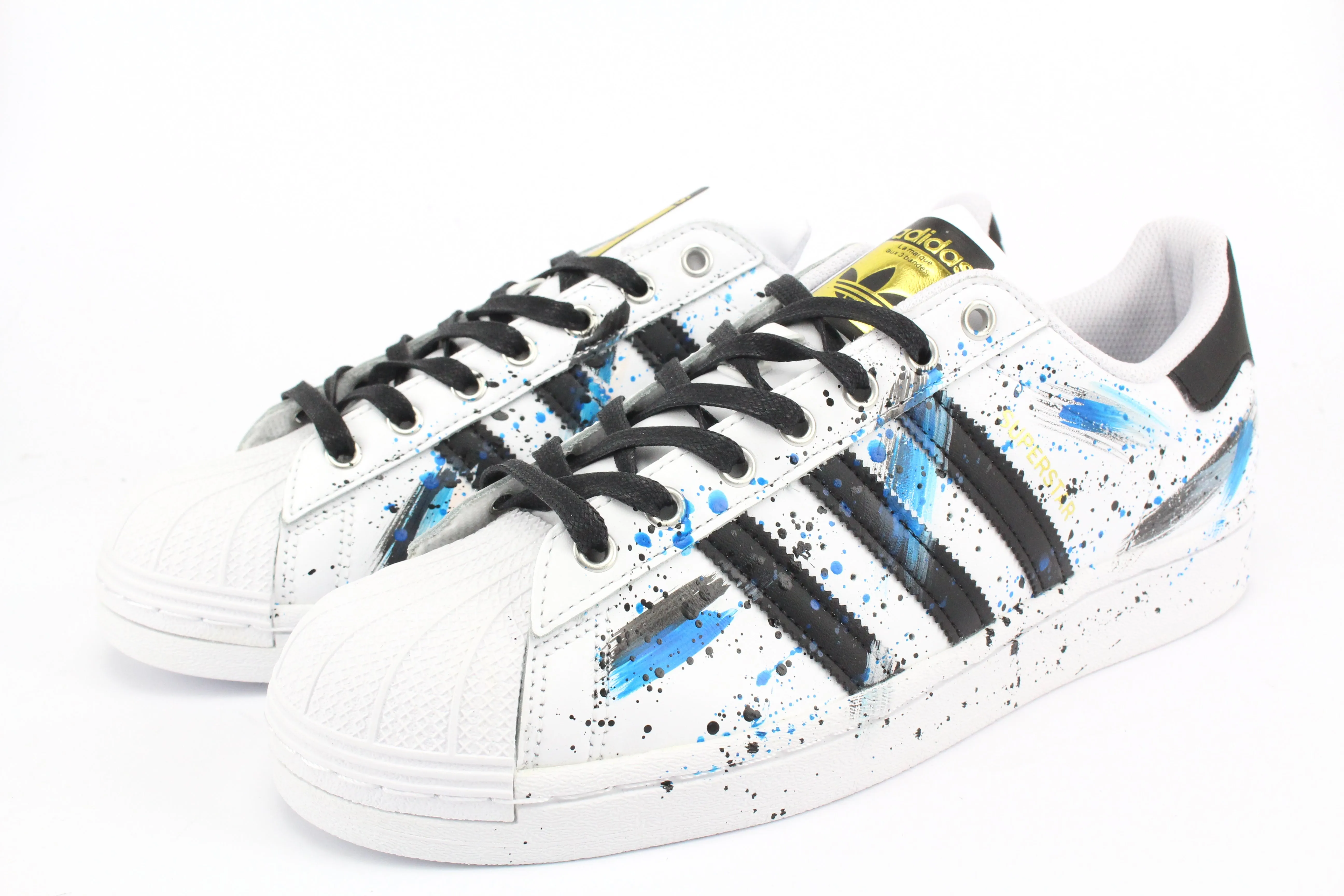 Adidas Superstar Black/Blue Patent