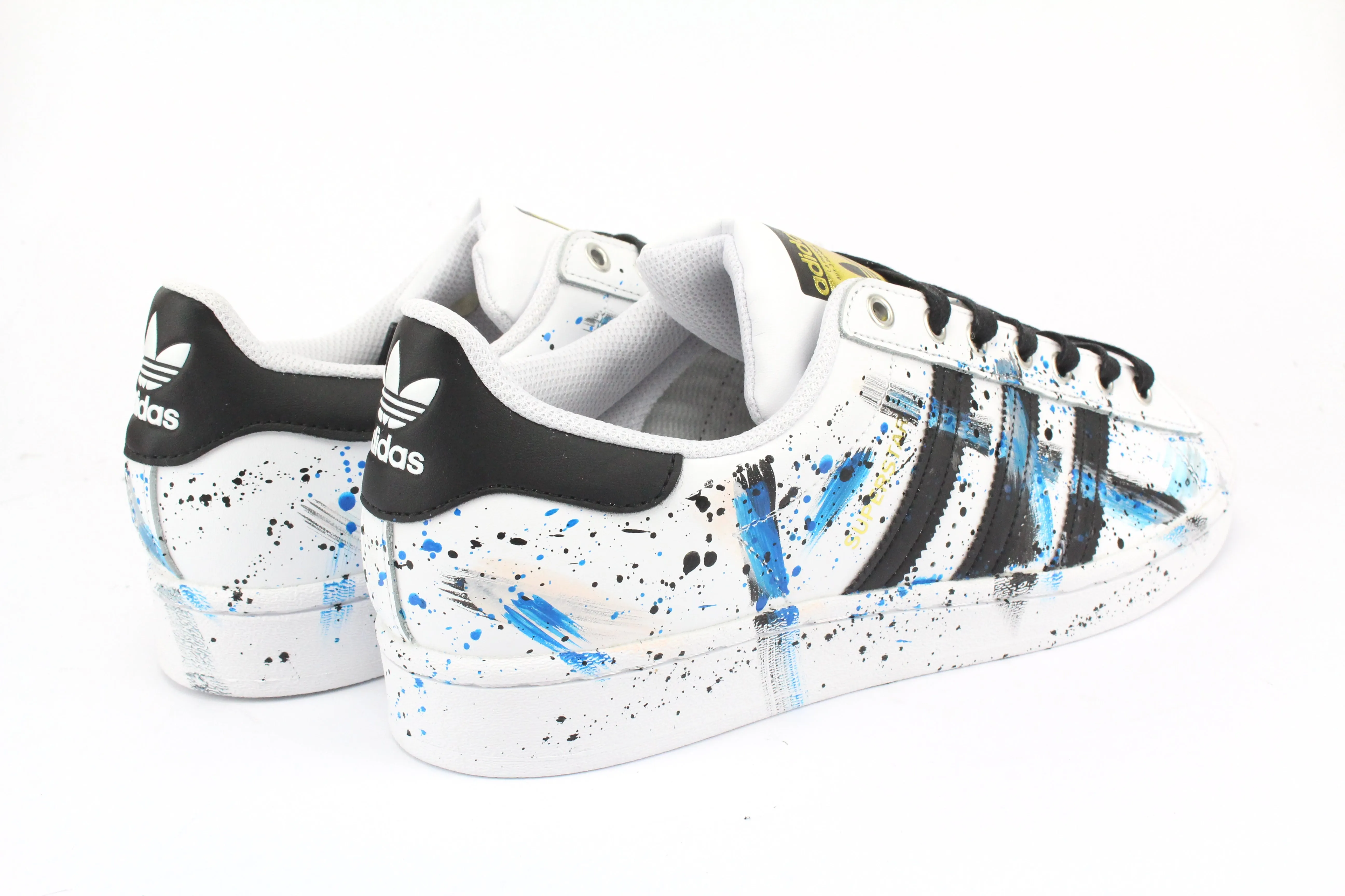 Adidas Superstar Black/Blue Patent