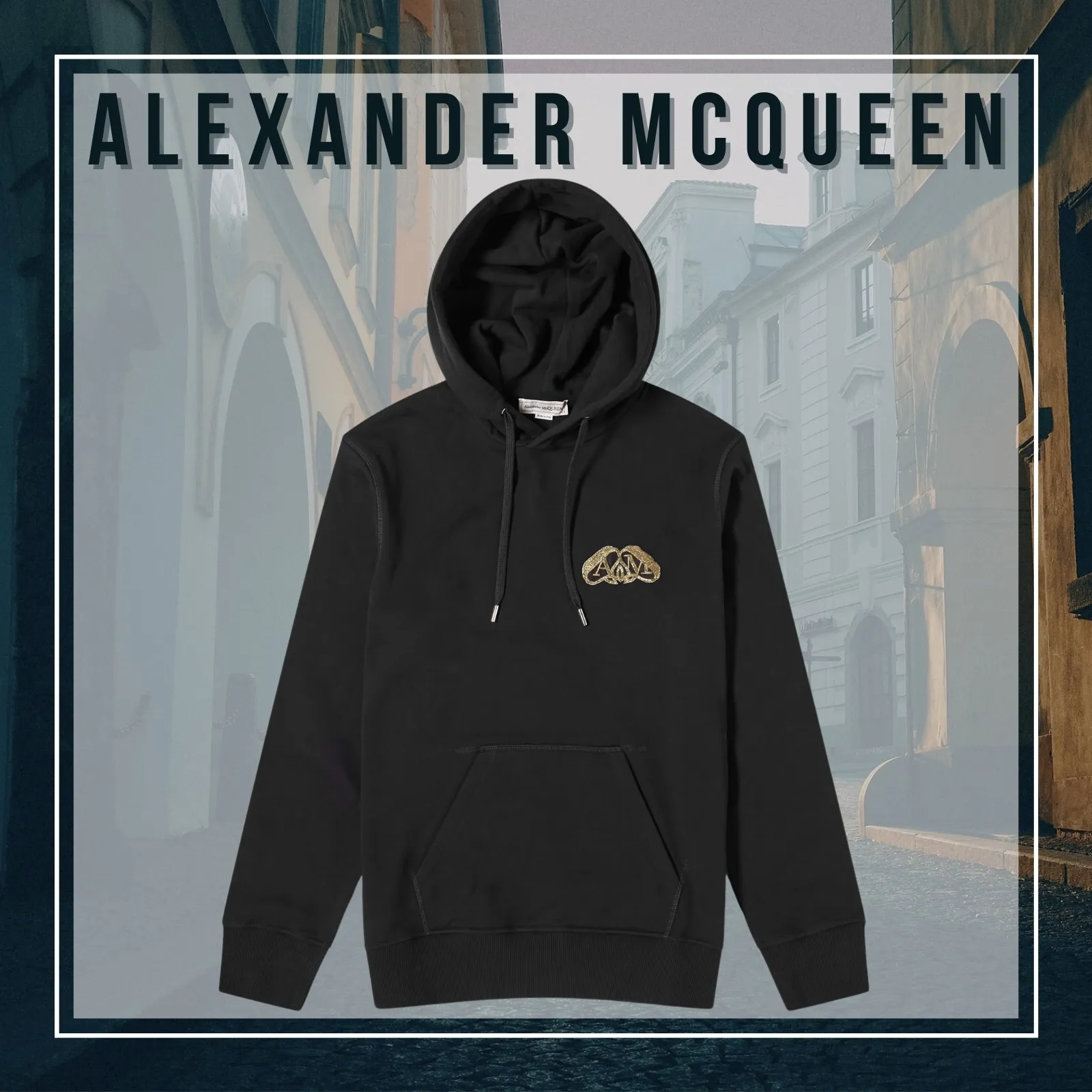 Alexander McQueen Unisex Cotton Logo Hoodies - Long Sleeves Street Style