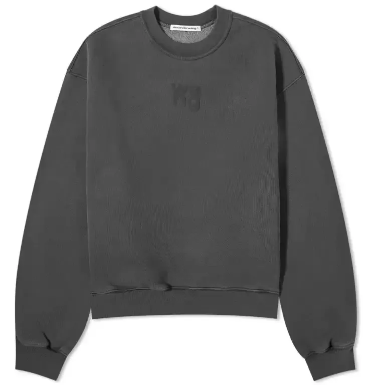 Alexander Wang Oversized Logo Crew Neck Sweat Long Sleeves Plain Cotton