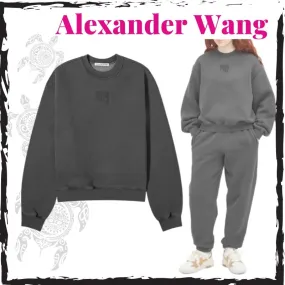 Alexander Wang Oversized Logo Crew Neck Sweat Long Sleeves Plain Cotton