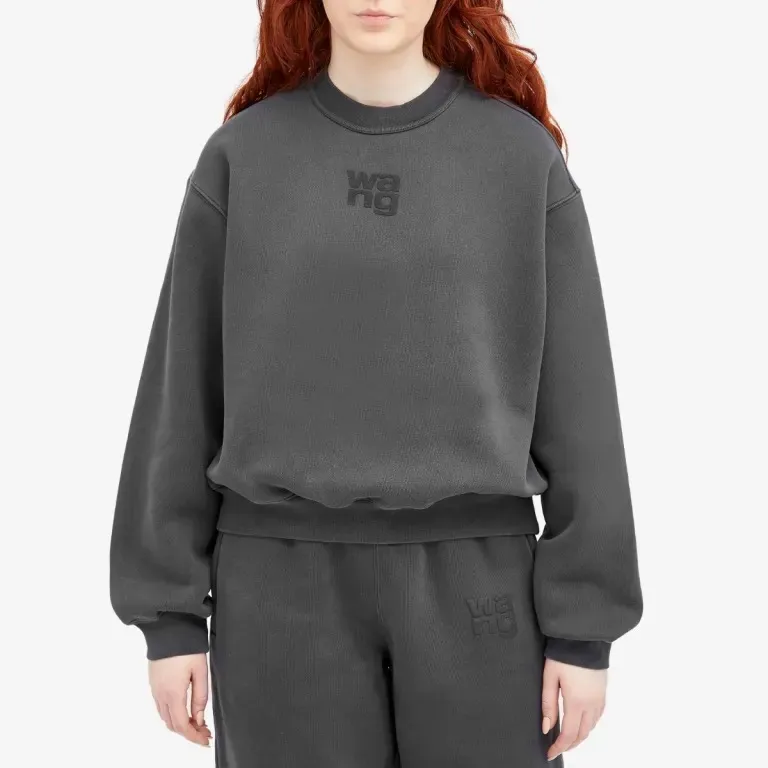 Alexander Wang Oversized Logo Crew Neck Sweat Long Sleeves Plain Cotton