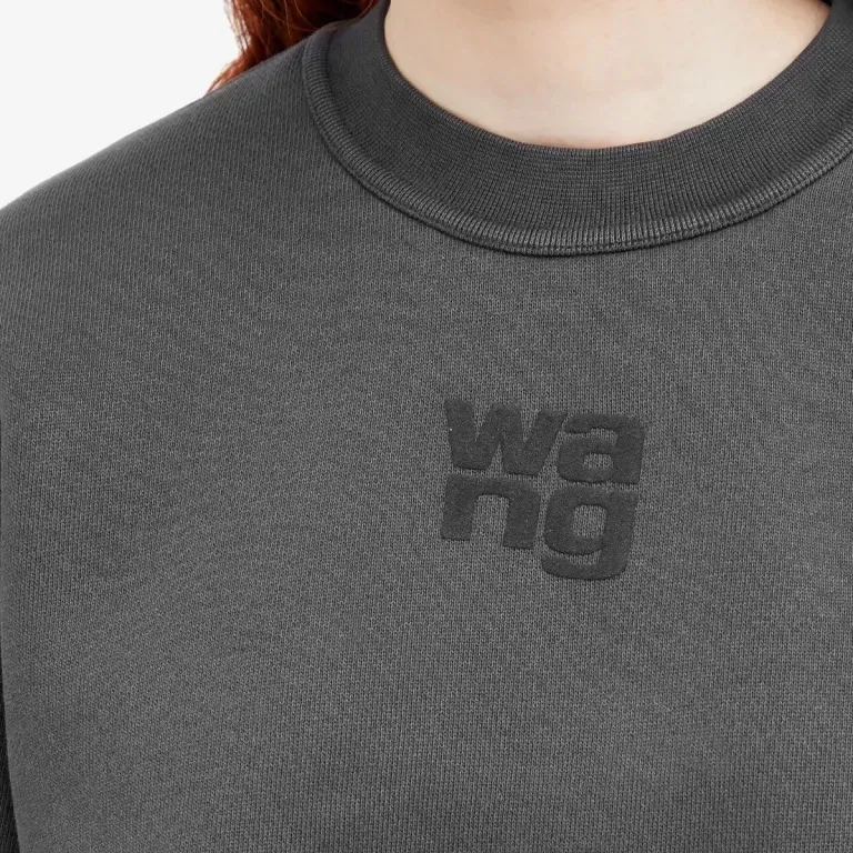 Alexander Wang Oversized Logo Crew Neck Sweat Long Sleeves Plain Cotton