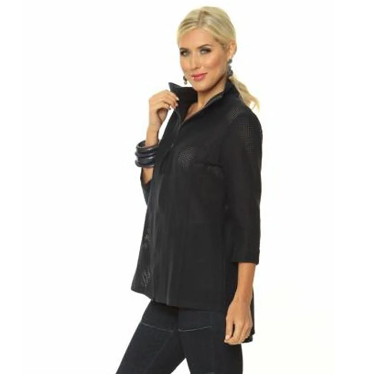 Alisha D Victoria Small Navy Shirt Collar Cuff Jacket.