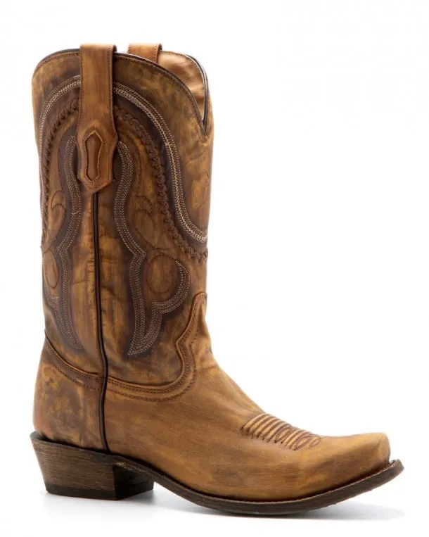 American rodeo style soft light brown cowhide mens boots