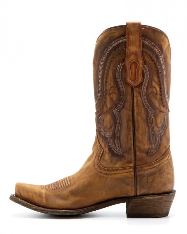 American rodeo style soft light brown cowhide mens boots