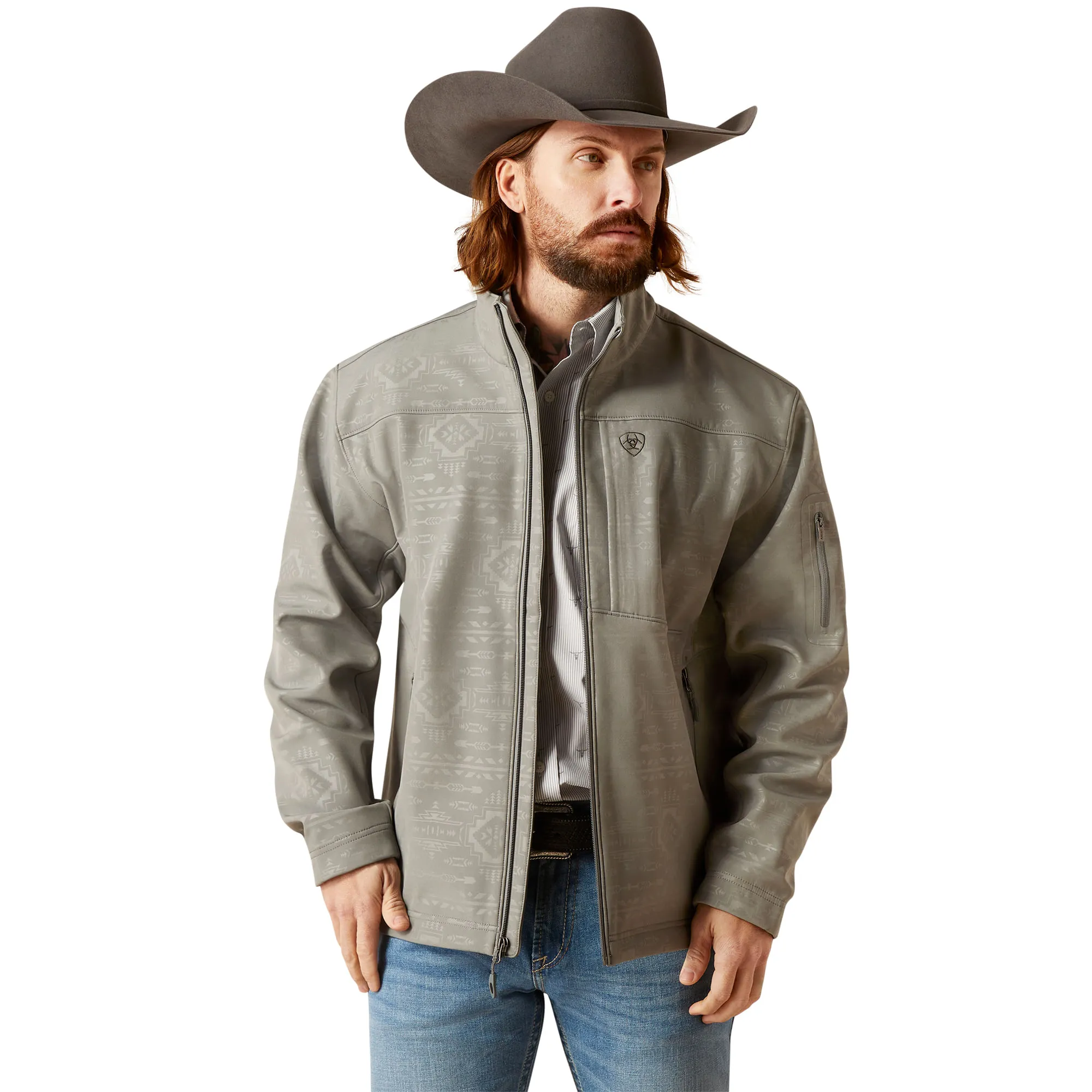 Ariat Men's Jetty Grey Embossed Vernon Softshell Jacket