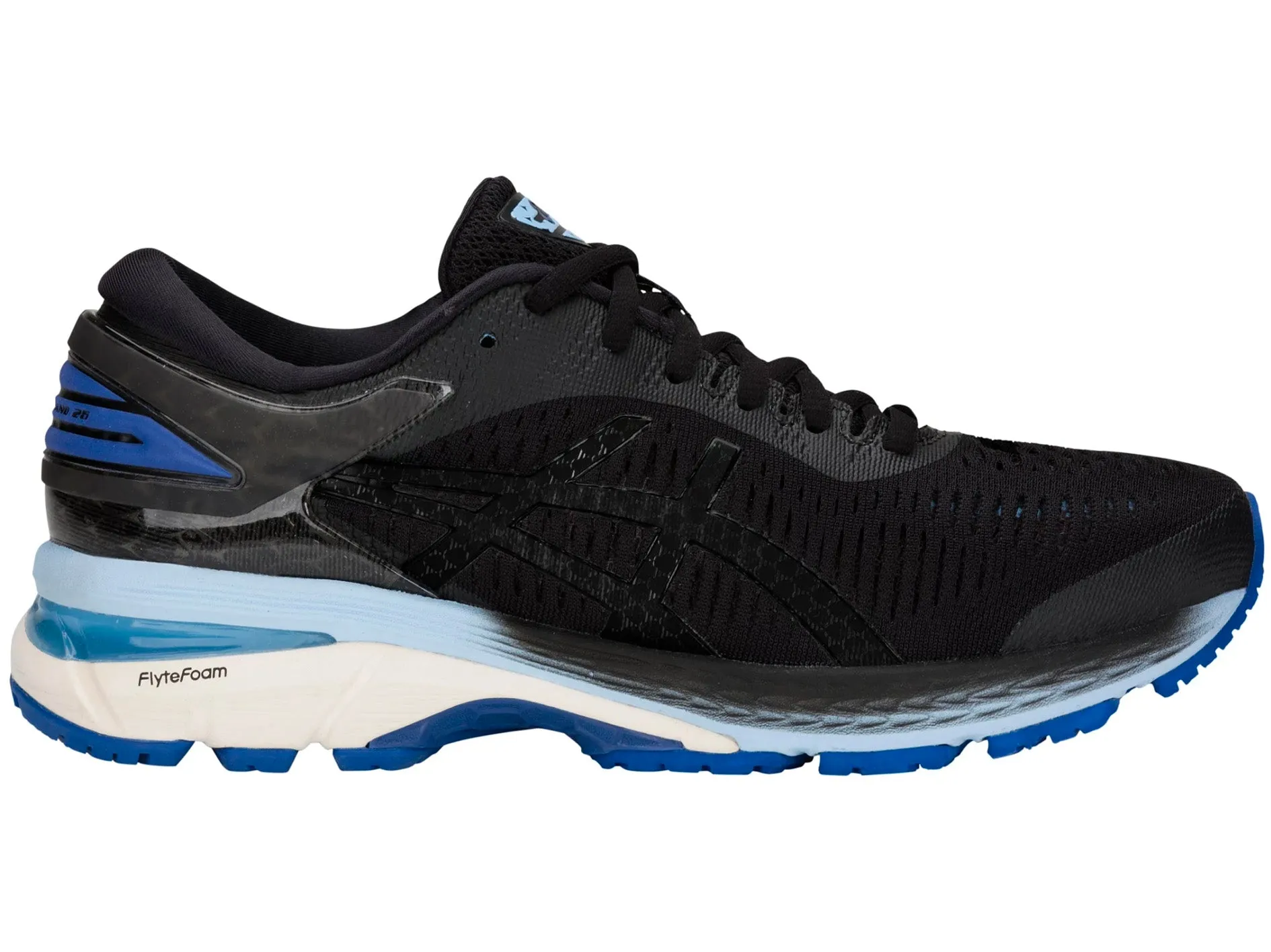 Asics Gel Kayano 25 Women's Running Shoes - Black/Blue; Style: 1012A026 001.