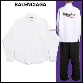 Balenciaga Men's Political Stencil Shirt - White | Large Fit | Shop Now