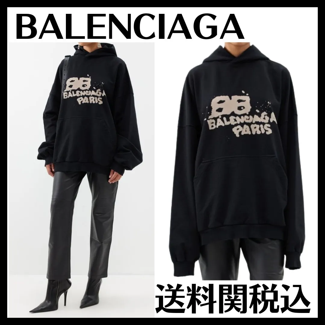 Balenciaga Street Style Long Sleeves Cotton Oversized Logo