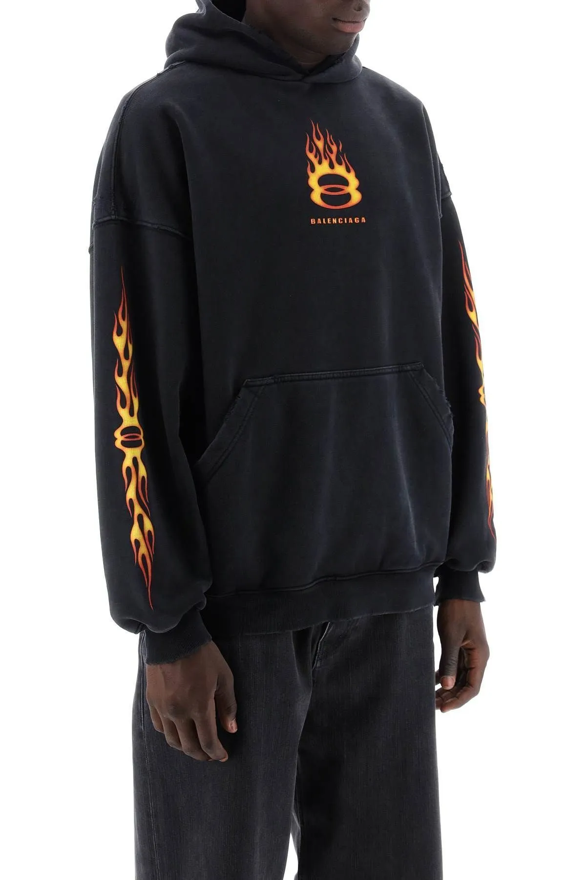 Balenciaga Streetwear Long Sleeve Hoodie with Oversized Logo - Luxury