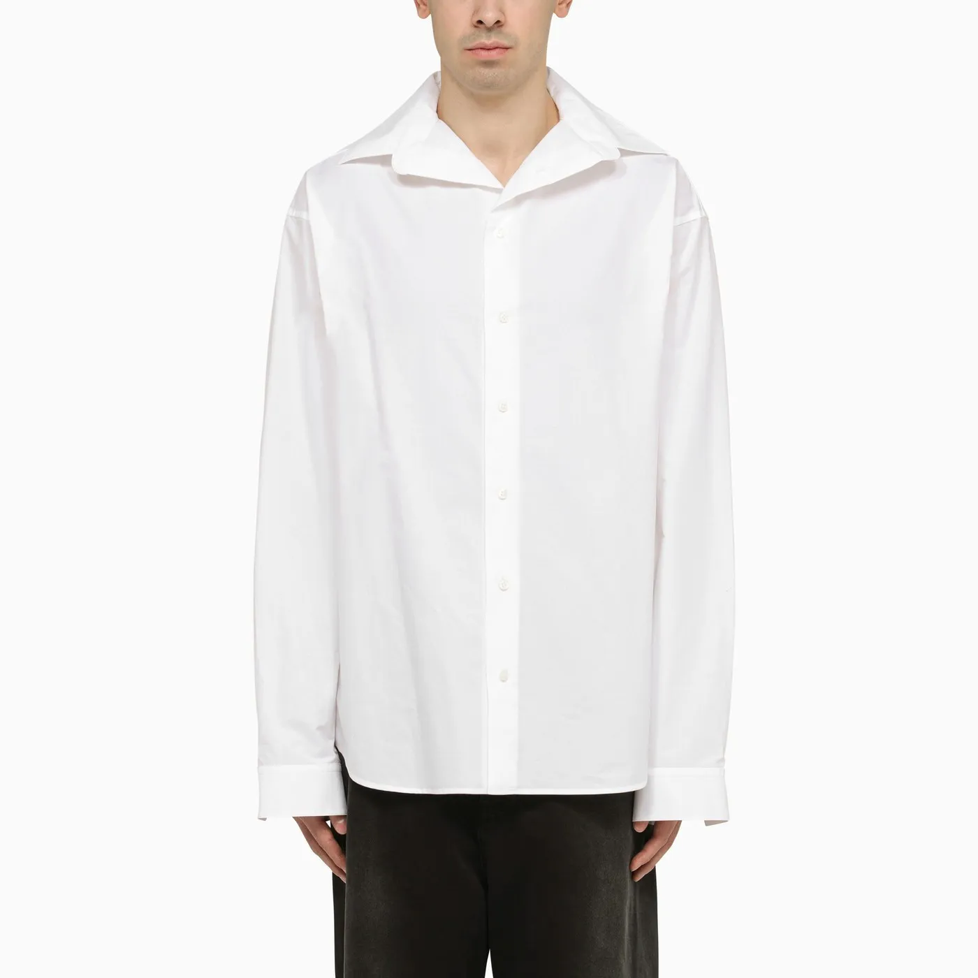 Balenciaga Women's Kick Collar Shirt Large Fit White