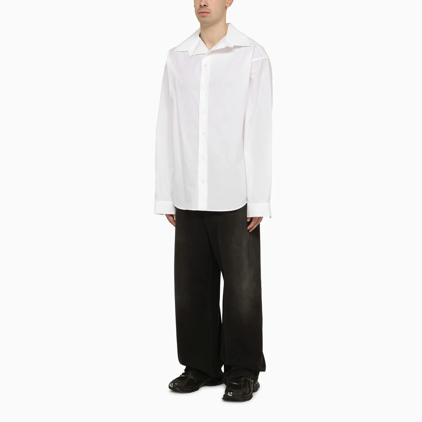 Balenciaga Women's Kick Collar Shirt Large Fit White