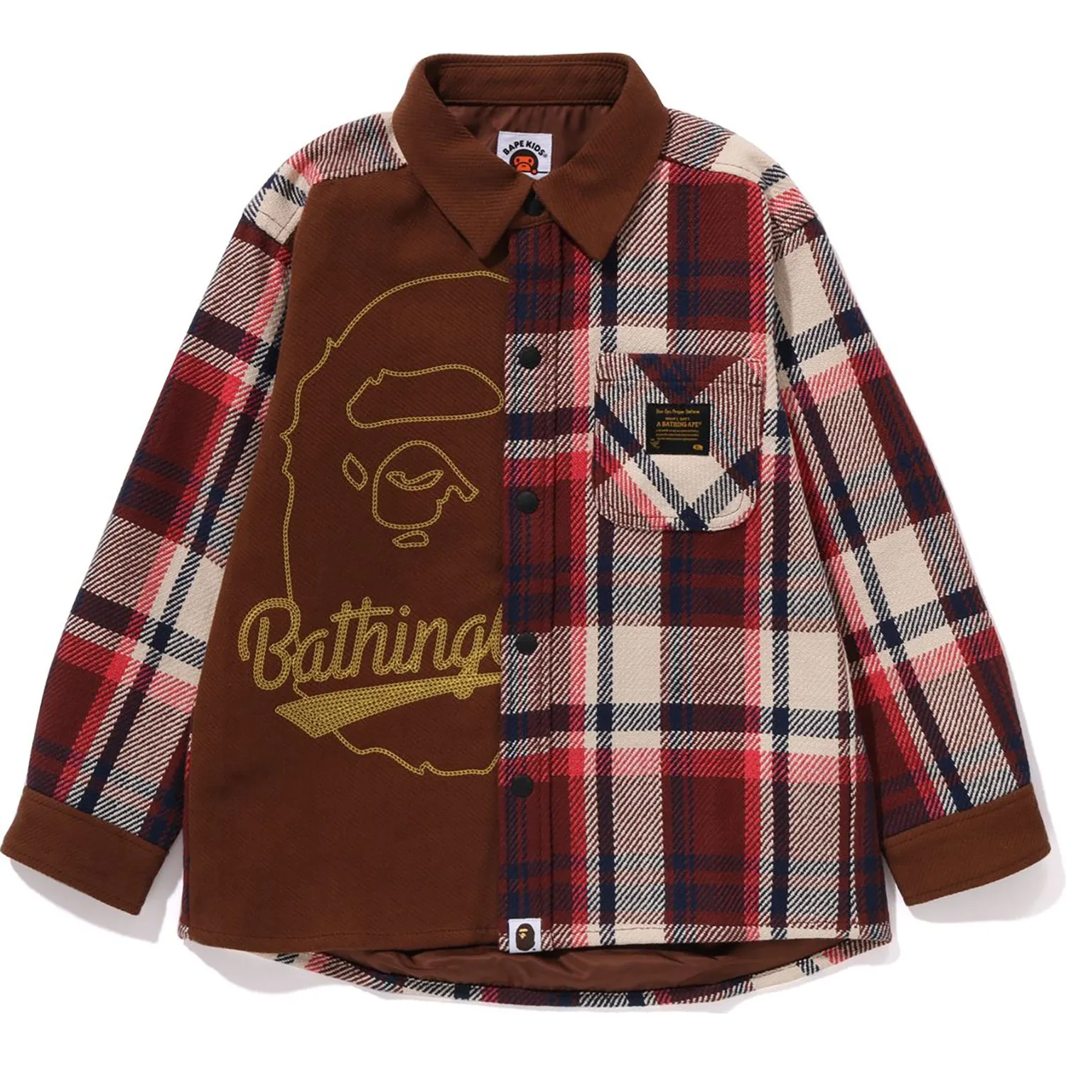 BAPE Kids Shirt Jacket with Ape Head Design - Relaxed Fit