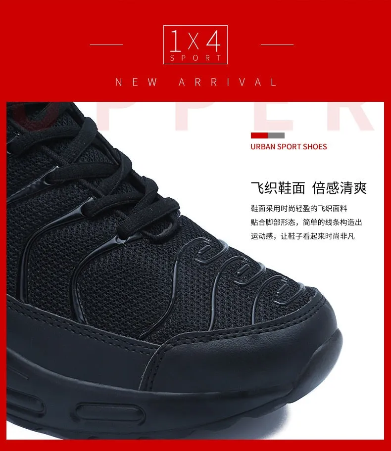 Black Lace-Up Running Shoes for Men in Synthetic Leather with Breathable Design