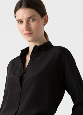 Black Silk Shirt for Women