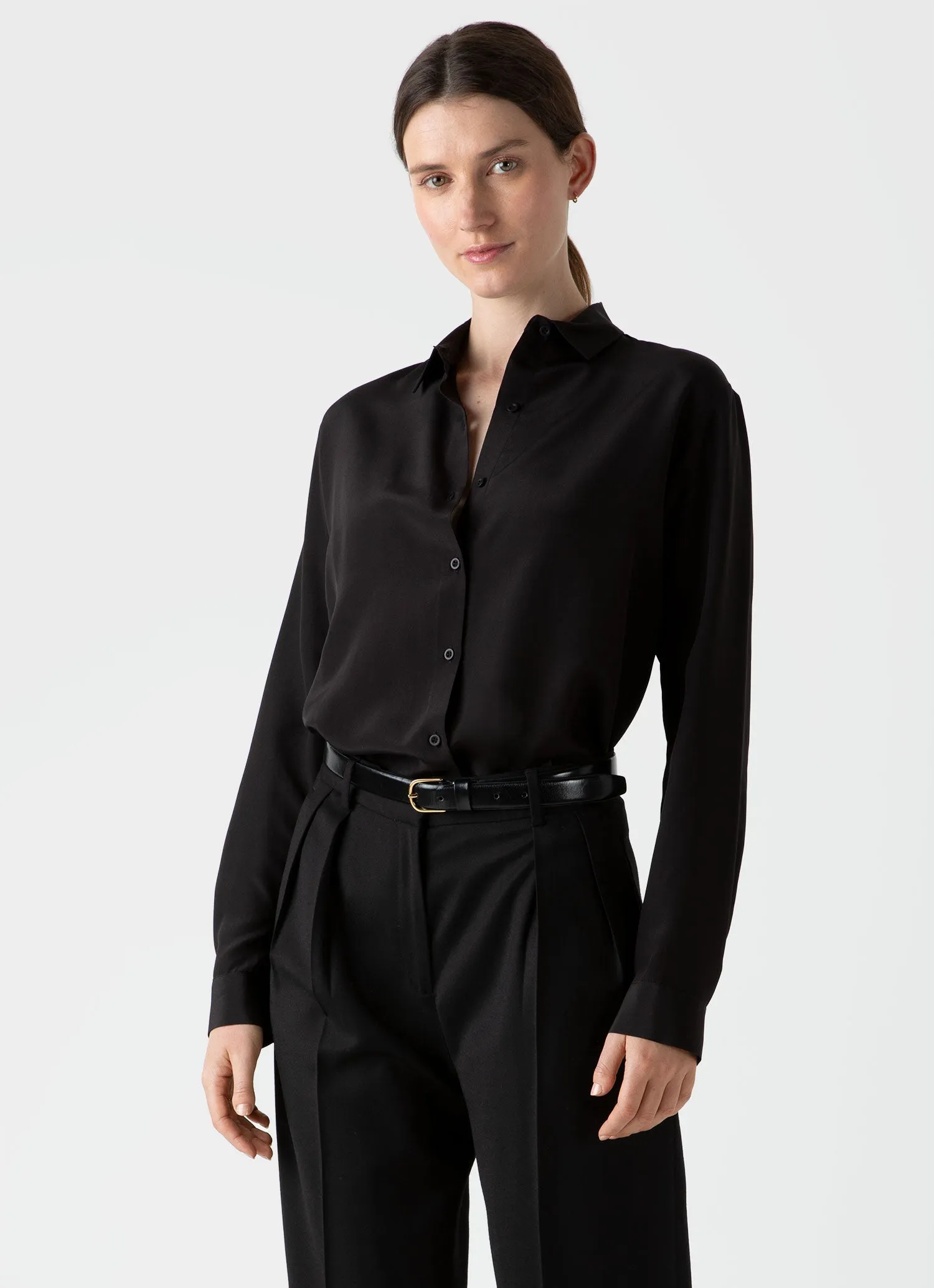 Black Silk Shirt for Women