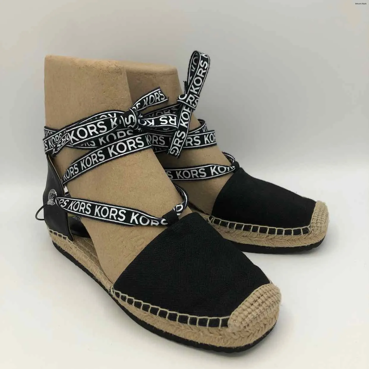 Black White Tan Leather Canvas Espadrille Sandal Shoes by Michael Kors