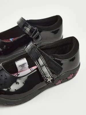 Black Wide Fit Unicorn Light Up School Shoes | School | George at ASDA