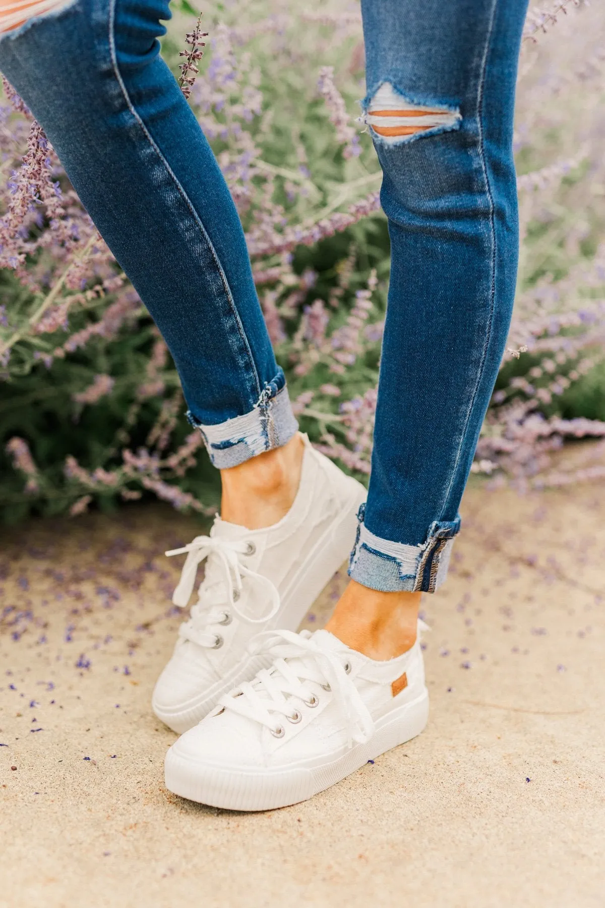 Blowfish white smoked canvas sneakers