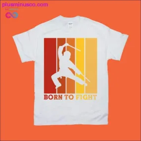 Born to fight martial arts retro sunset t-shirts