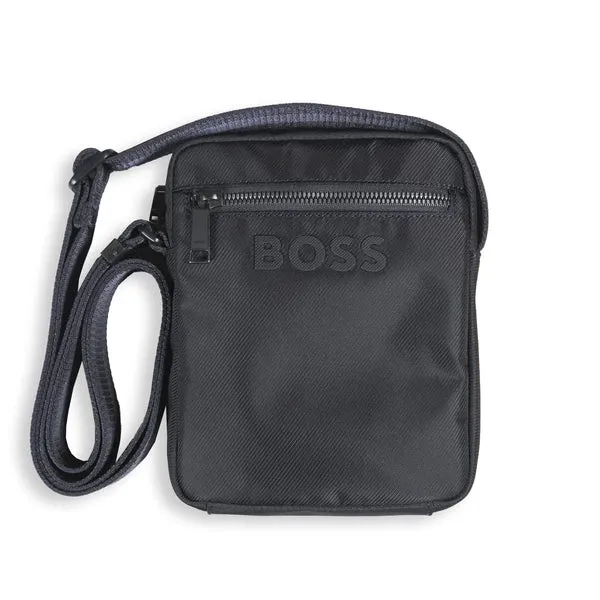 BOSS SHOES & ACCESSORIES Boss Crossbody Bag with Contrast Logo and Signature-Stripe Strap - Blue