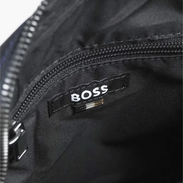 BOSS SHOES & ACCESSORIES Boss Crossbody Bag with Contrast Logo and Signature-Stripe Strap - Blue