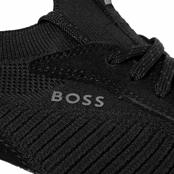 BOSS SHOES & ACCESSORIES Boss Sock Trainers with Knitted Upper and Fishbone Sole - Black