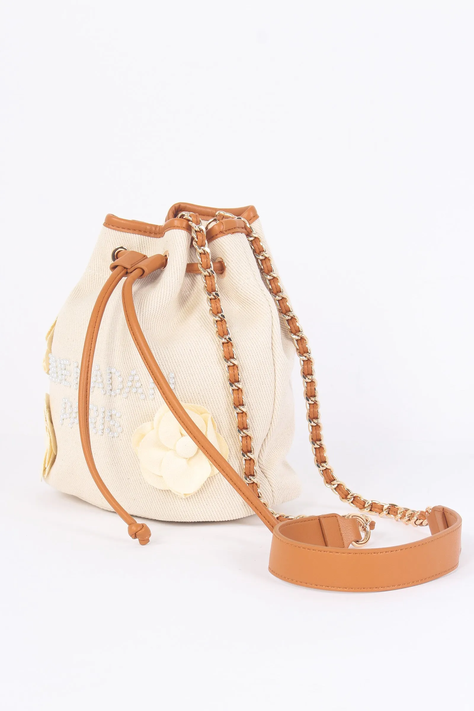 Canvas Rose Bucket Bag