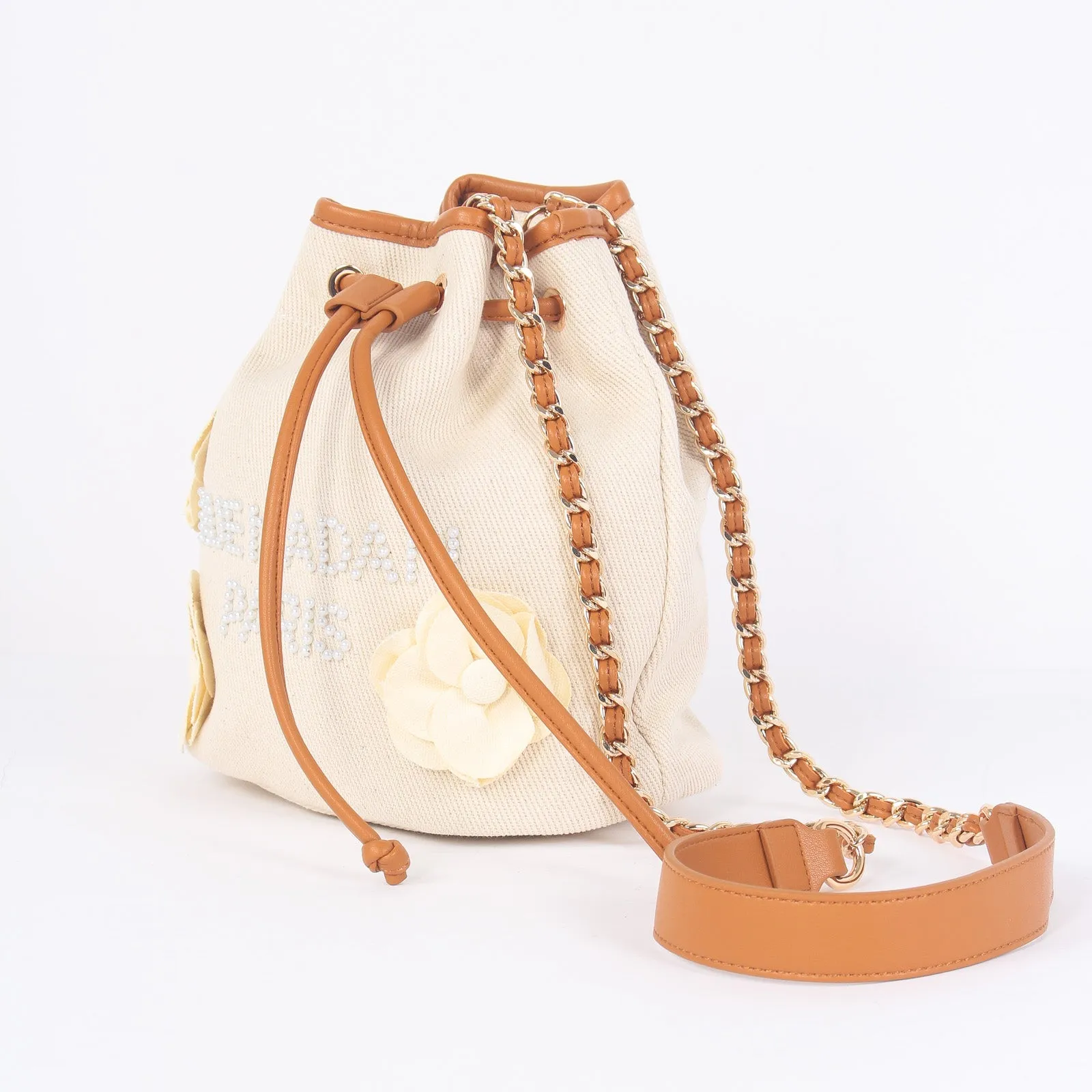 Canvas Rose Bucket Bag