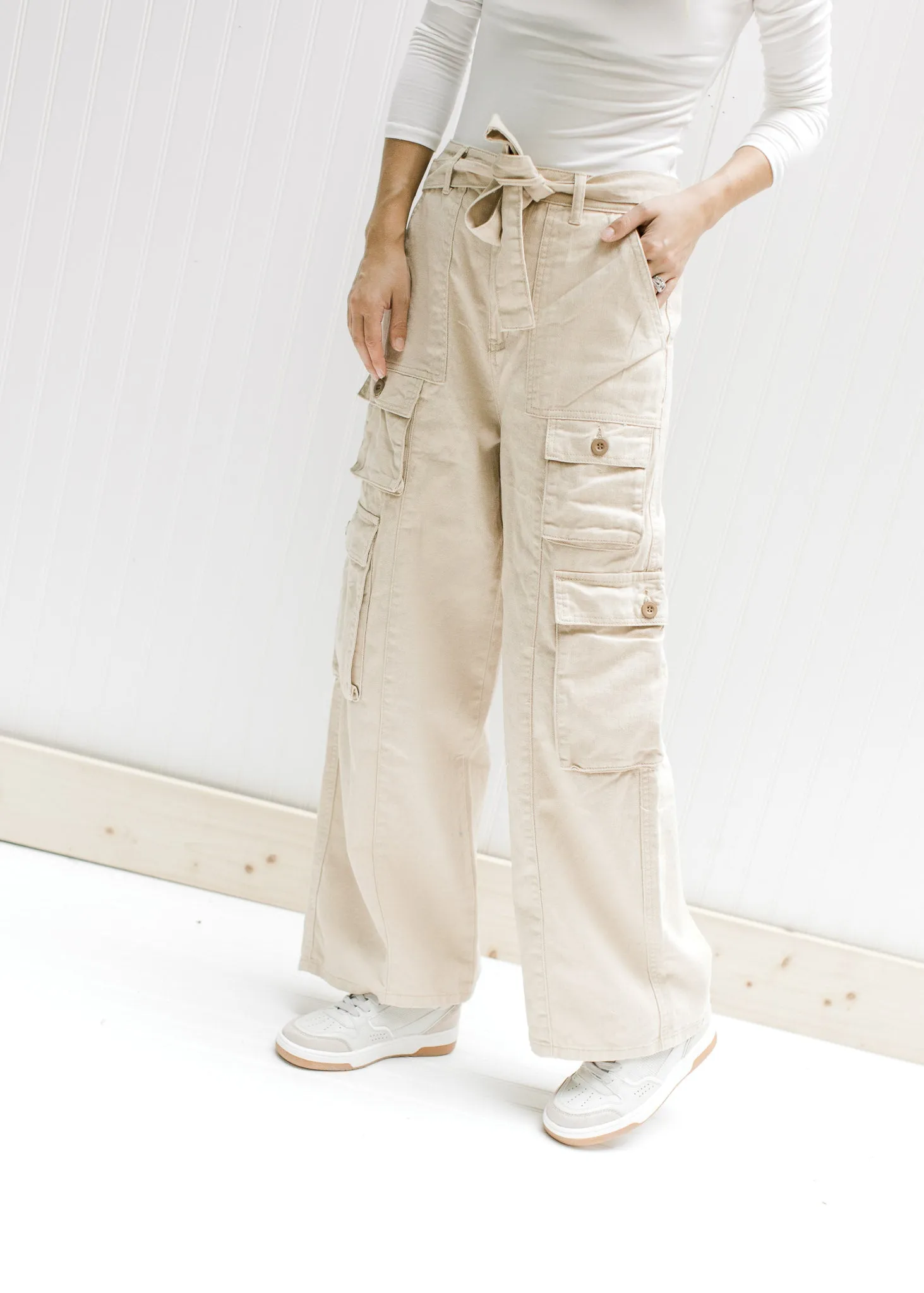 Champagne cargo pants.