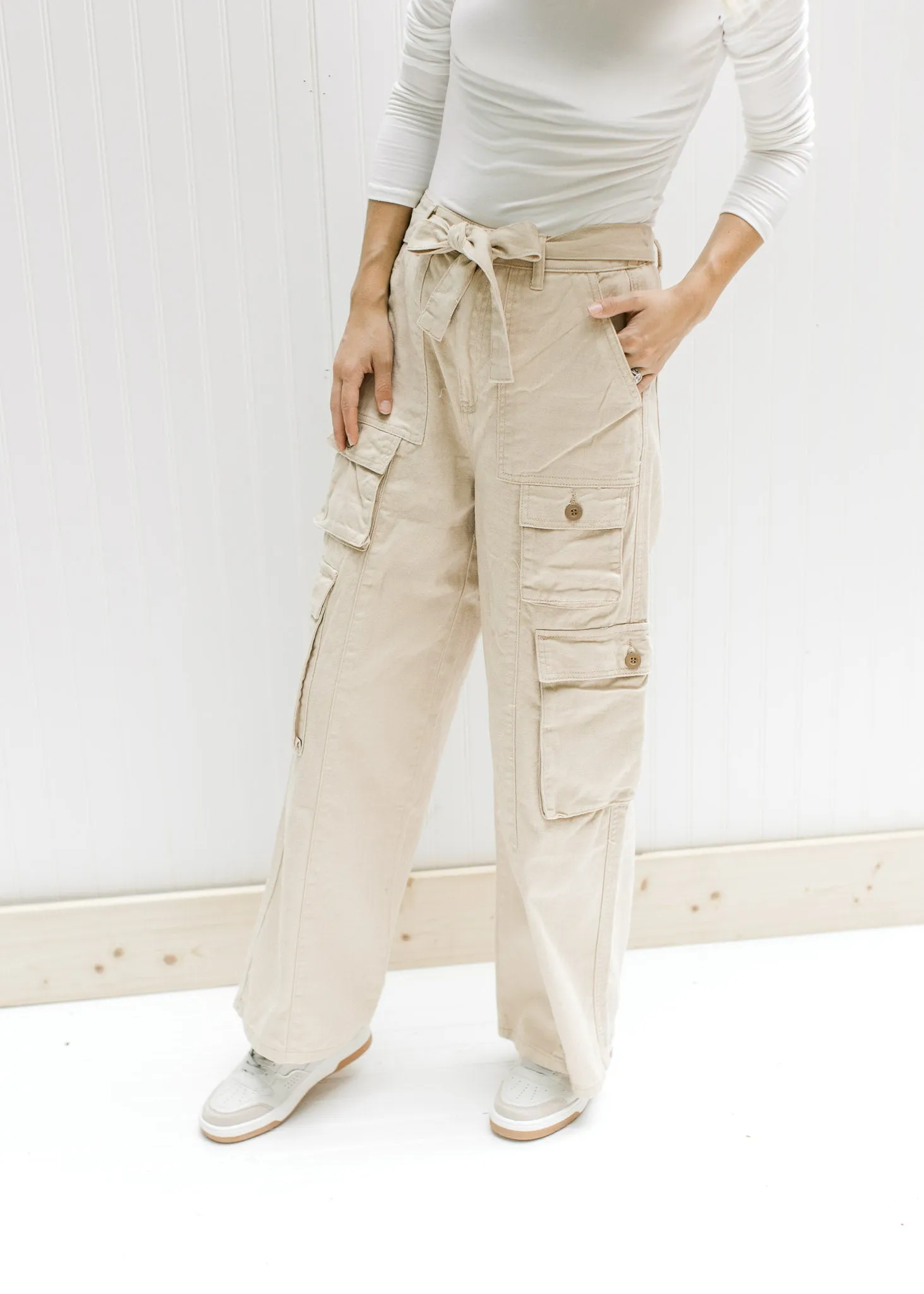 Champagne cargo pants.