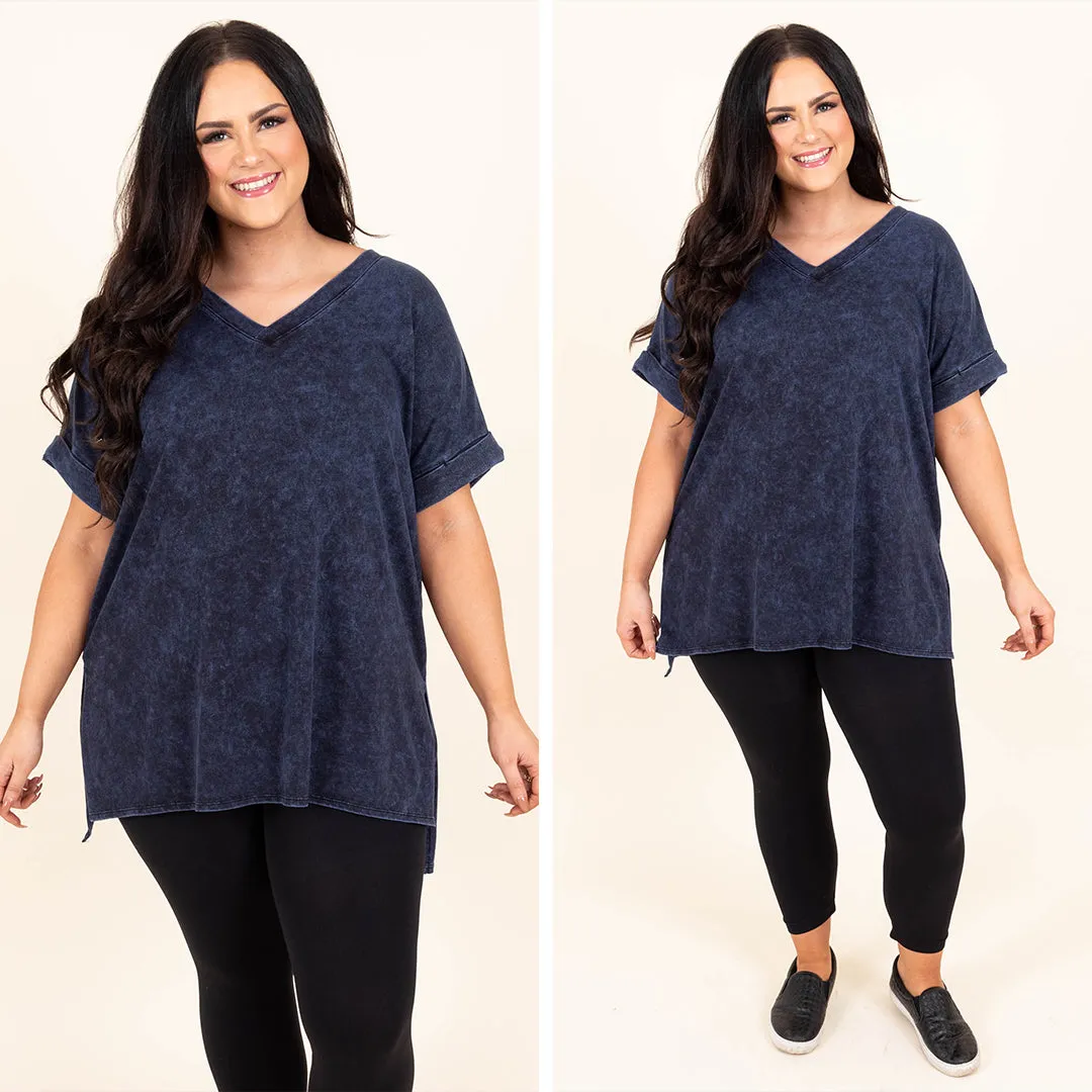 Comfy Blue Travels Top, Sapphire Mineral Wash