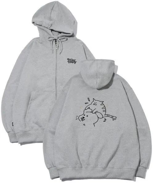 COMPAGNO - CAT EMBROIDERED HOOD ZIP UP | Enjoy the Best-Quality Jacket