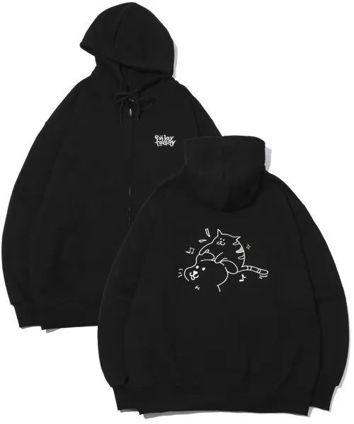 COMPAGNO - CAT EMBROIDERED HOOD ZIP UP | Enjoy the Best-Quality Jacket