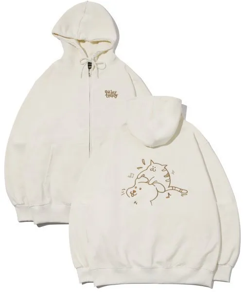 COMPAGNO - CAT EMBROIDERED HOOD ZIP UP | Enjoy the Best-Quality Jacket