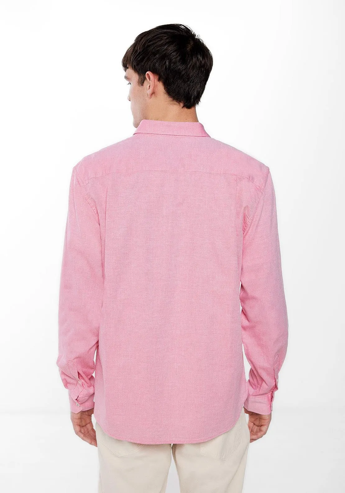 Coral Red Textured Coloured Shirt