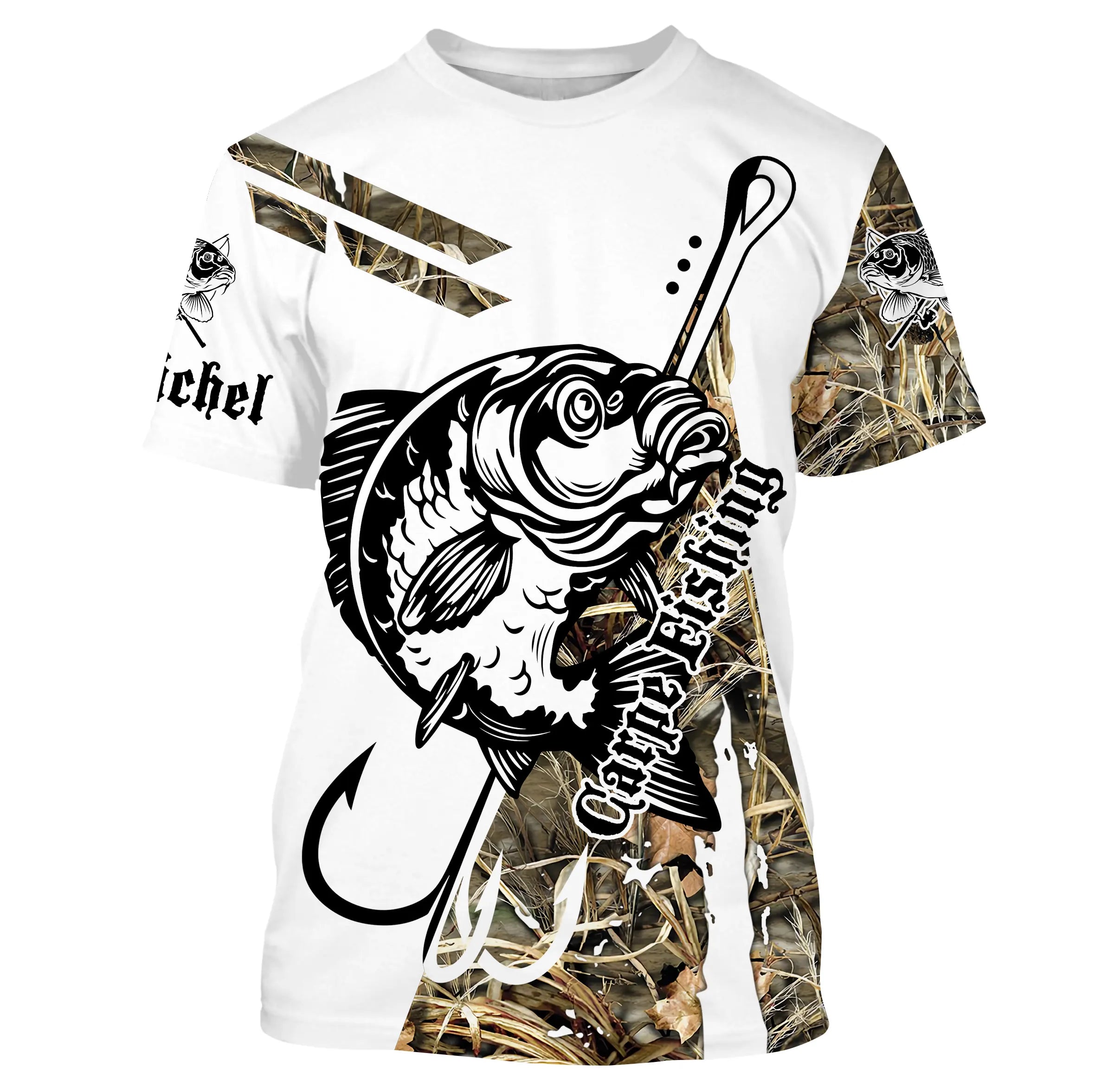 Custom Camouflage Carp Fishing T-shirt, Original Gift for Anglers