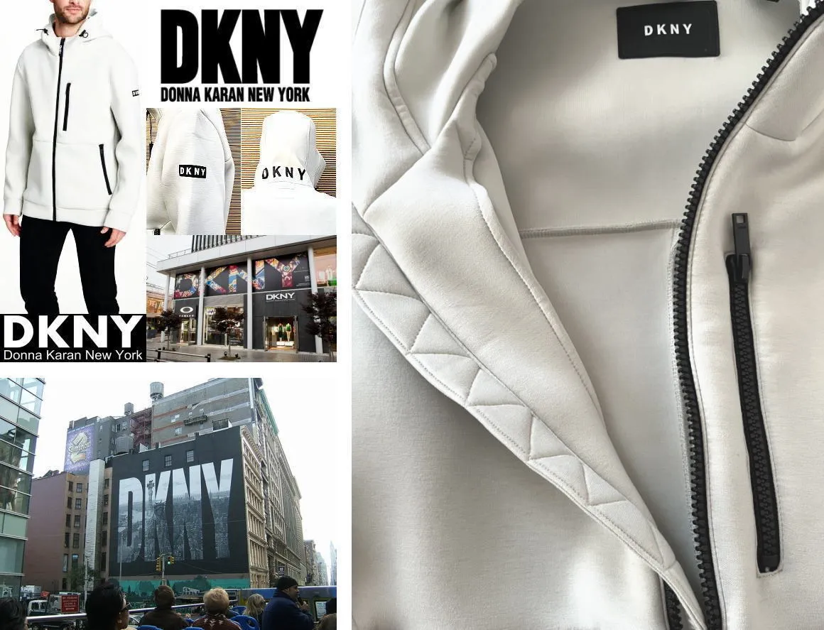 DKNY Hoodie | Unisex Long Sleeve Plain Logo Street Style