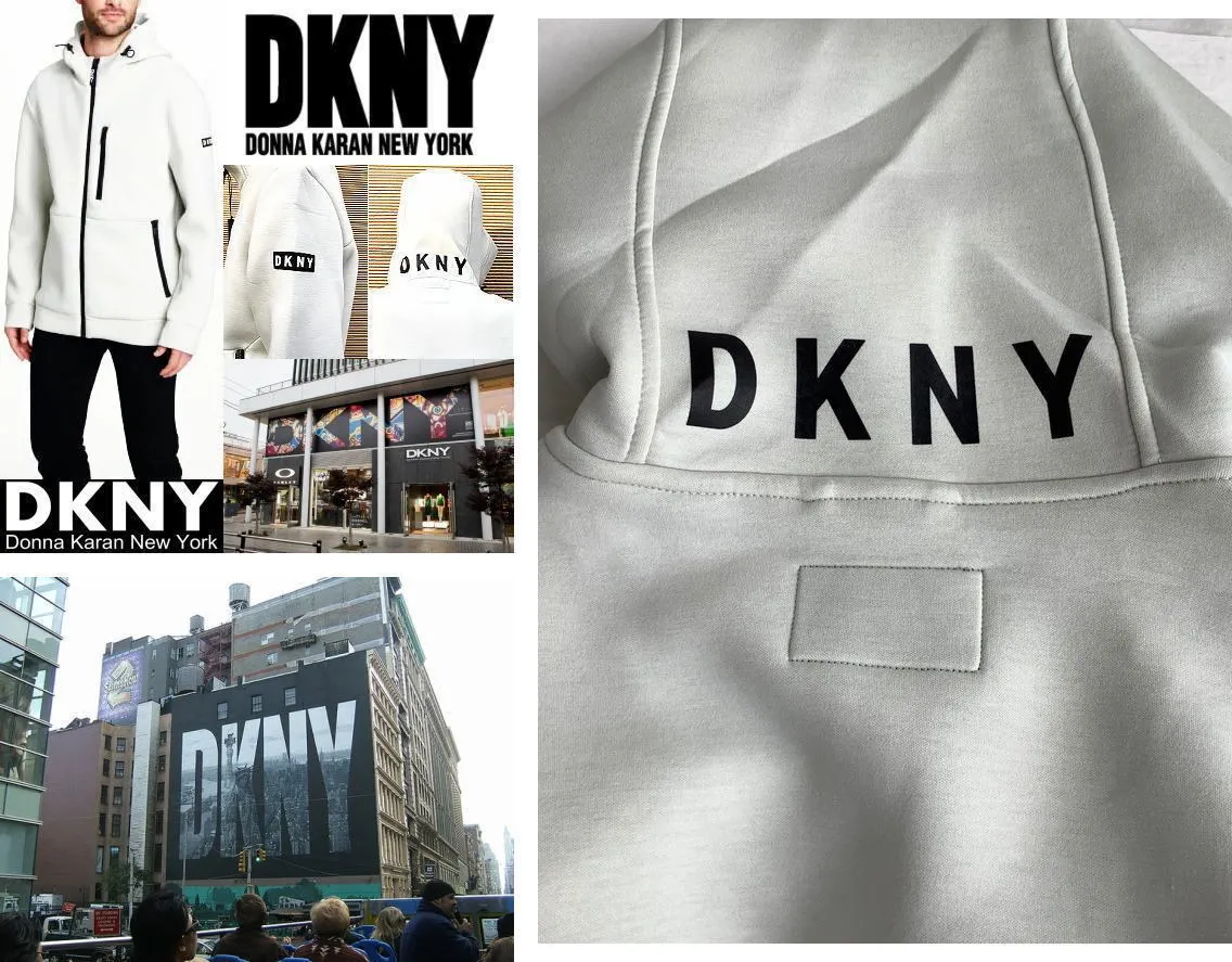 DKNY Hoodie | Unisex Long Sleeve Plain Logo Street Style