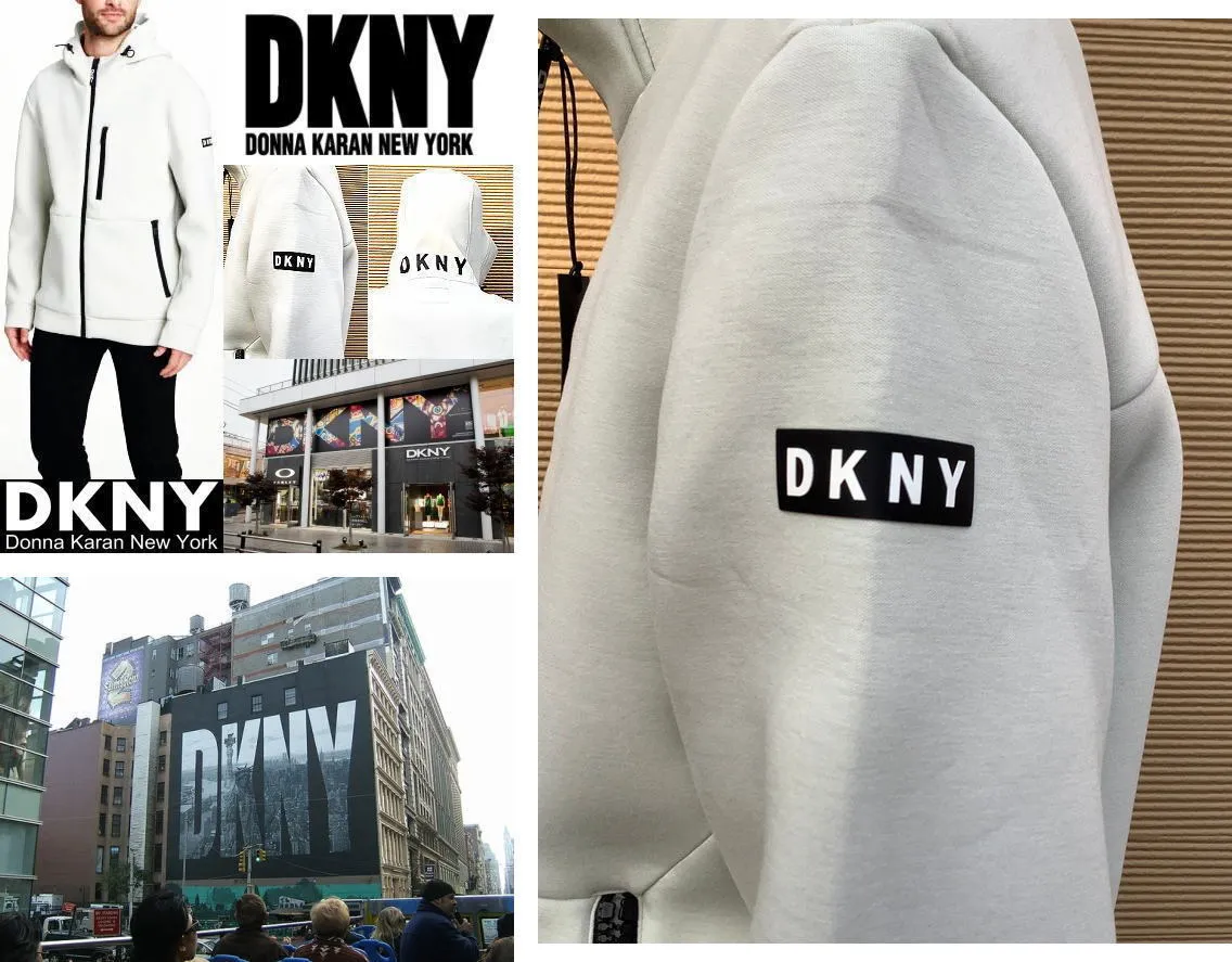 DKNY Hoodie | Unisex Long Sleeve Plain Logo Street Style