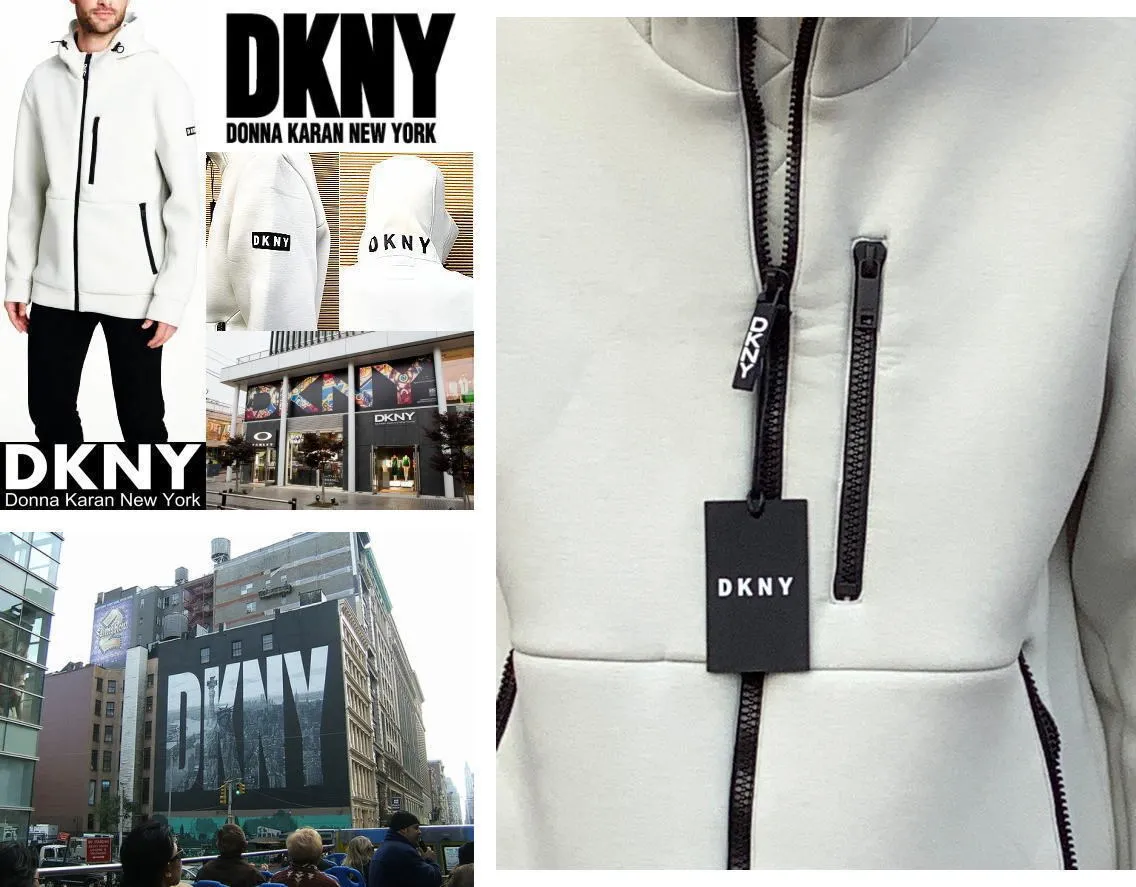 DKNY Hoodie | Unisex Long Sleeve Plain Logo Street Style