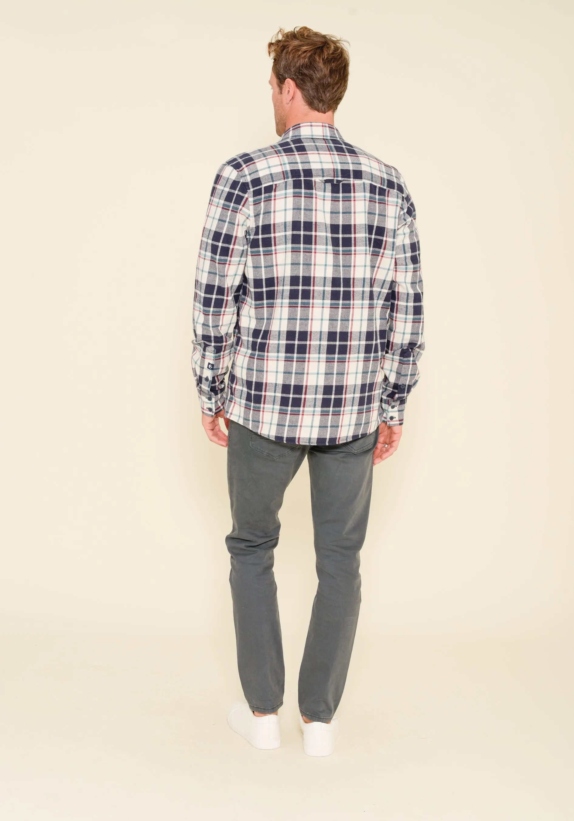 Ecru Navy Plaid Shirt