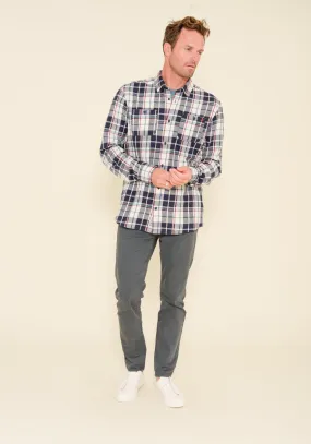 Ecru Navy Plaid Shirt