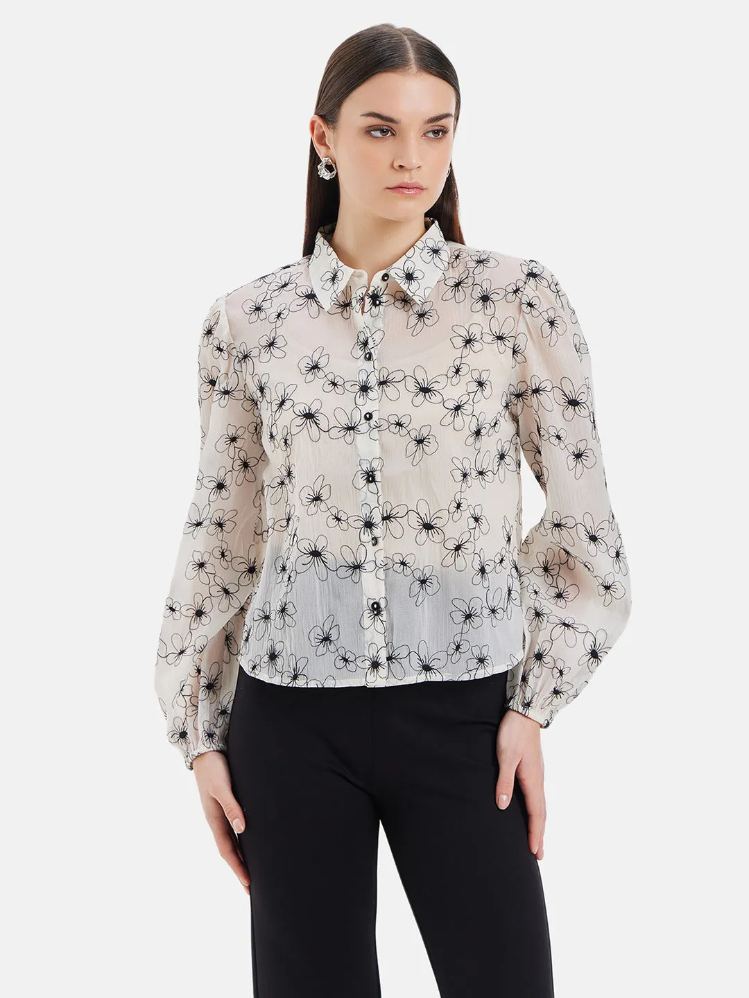 Embroidered Full Sleeves Shirt - Jackie Collection